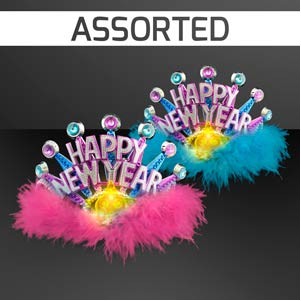 Flashing New Years Party Tiara, Assorted Pink/Blue - BLANK